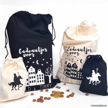 Cadeauzak grachtenpandjes - Sinterklaas ecru