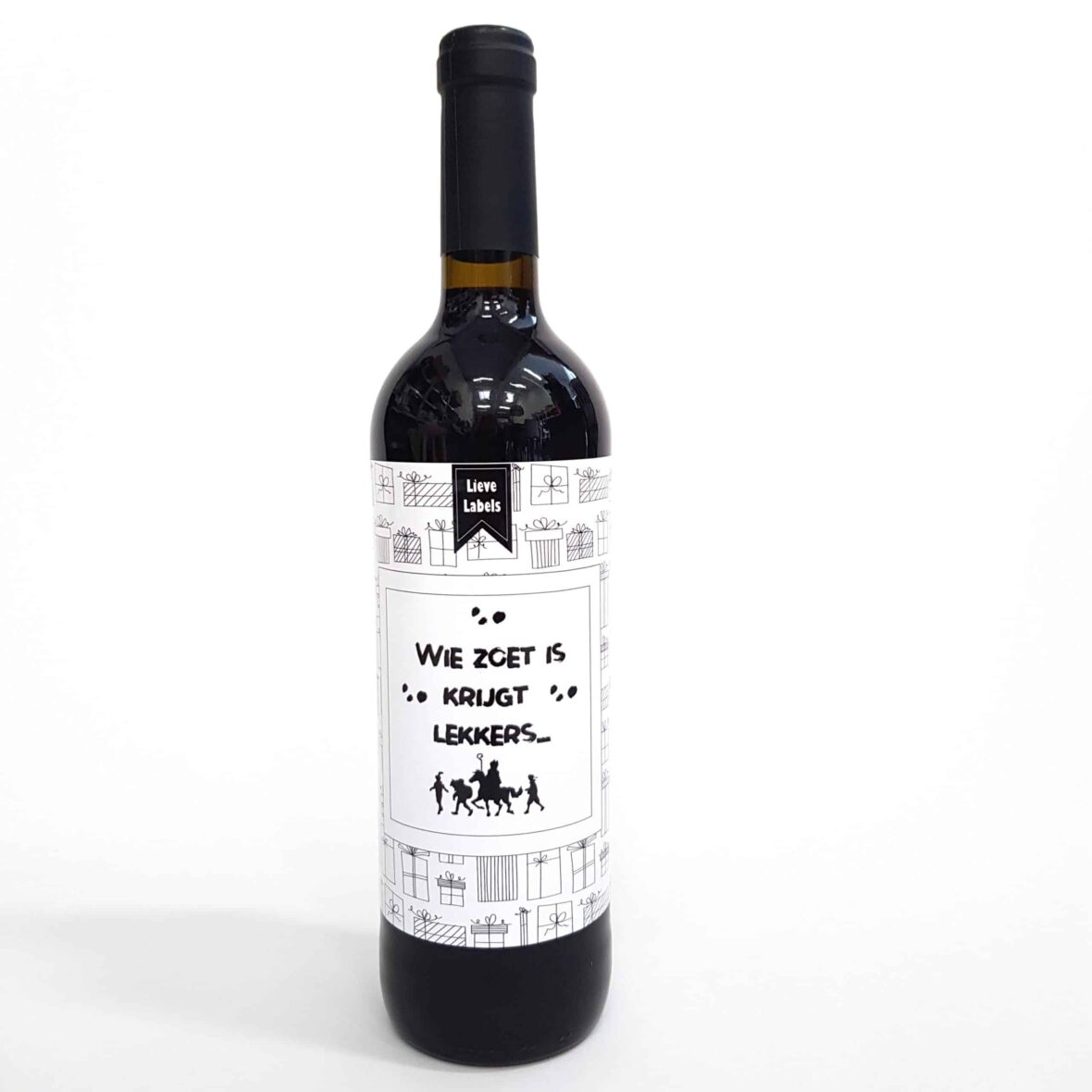 Wijn etiket – Wie zoet is krijgt lekkers