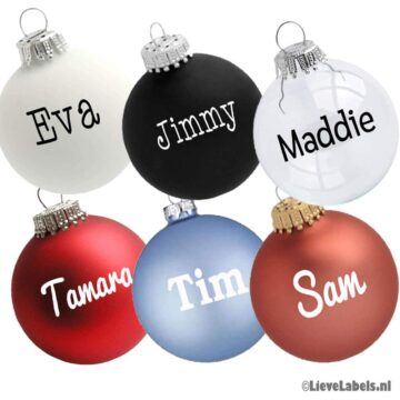 Glazen kerstbal met naam