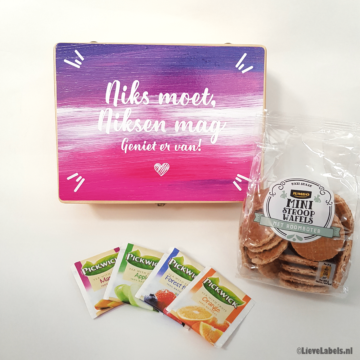 Houten theedoos - Niks moet, niksen mag
