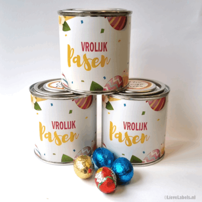 Blikje met paaseitjes